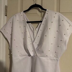 White Dress with Pearl Embellishments